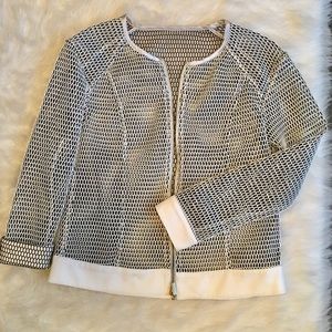 Leather-like mesh zip front jacket